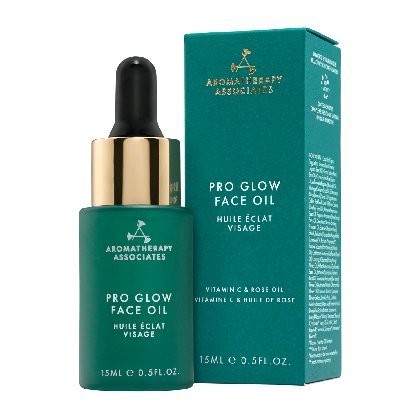 Aromatherapy Associates Pro Glow Face Oil with Rose, Geranium & Frankincense, Hydrating Facial Oil for Soft, Radiant-Looking Skin, Peach Kernel & Vitamin C Blend, 0.5 fl oz