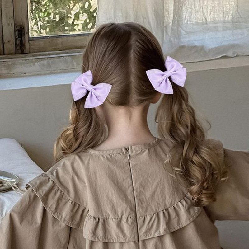 3 Inches Ruffled Grosgrain Ribbon Pinwheel Hair Bows Alligator Clips Hair Barrettes 2pc Cute Handmade Hair Decor Accessories for Baby Girls Kids Toddlers Teens Light Purple