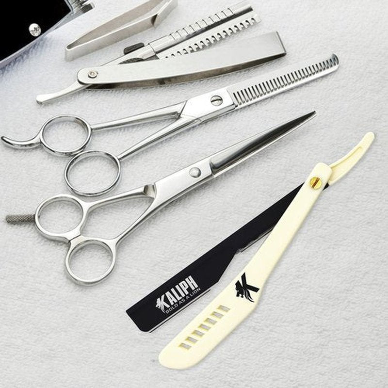 Kaliph Professional Straight Razor For Men - Premium Pack of 2 Straight Edge Barber Razor With 100 Blades - Smooth Shaving Mens Manual Cut Throat Shaver Safety Kit (Black & White)