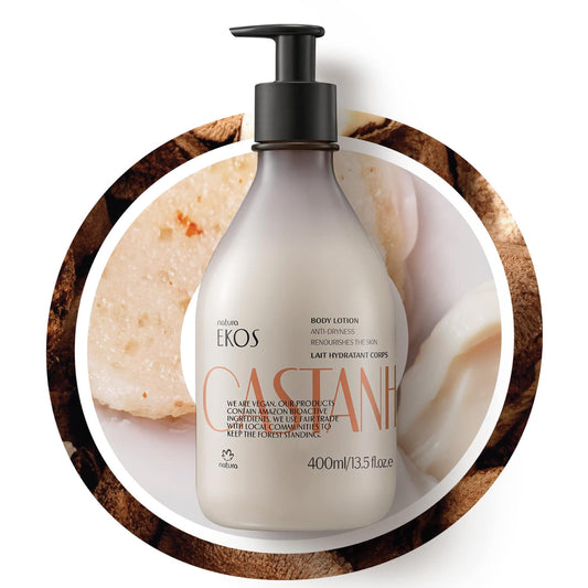 natura - Brazil Nut Hydrating Body Lotion - Castanha Anti-Dryness - Deep Skin Hydration Moisturizer - Vegan Skin Care - Brazilian Beauty Secrets - Self Care & Body Care - 13.5 fl oz (400ml)