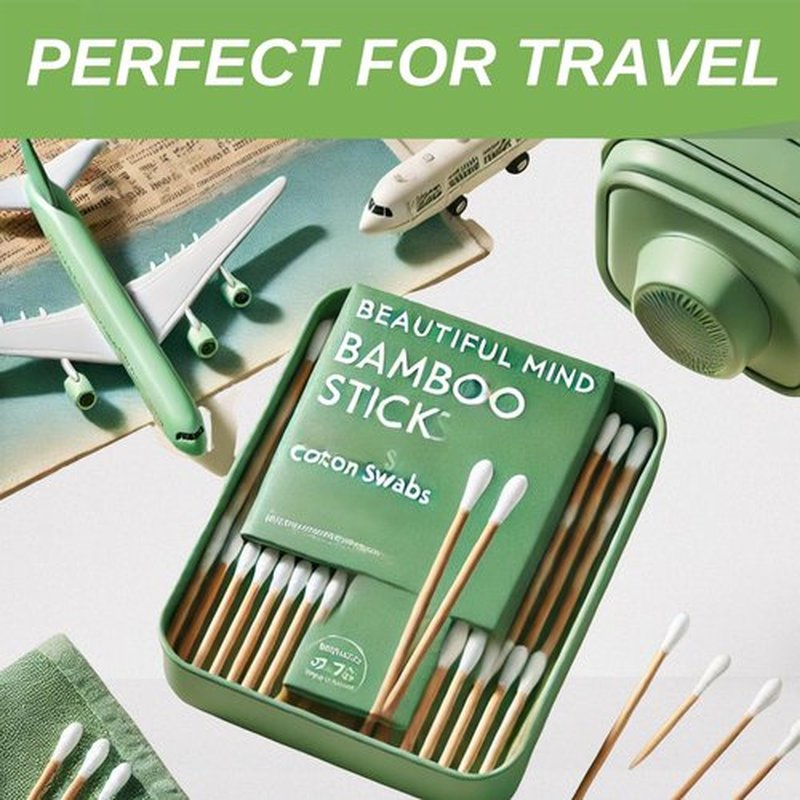 Beautiful Mind Bamboo Cotton Swabs for Ears – 500 Pack – Carbonized Bamboo Ear Swabs for Durability with Long Qtips – Eco-Friendly, Biodegradable & Vegan – 100% Organic Cotton Swabs for Makeup