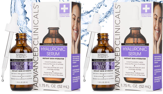 Advanced Clinicals Hyaluronic Acid Face Serum Skin Care Facial Moisturizer To Restore Skin, Anti Aging Face Serum For Wrinkles, Dark Spots, Fine Lines, & Dry Skin, 1.75 Fl Oz (Pack Of 2)
