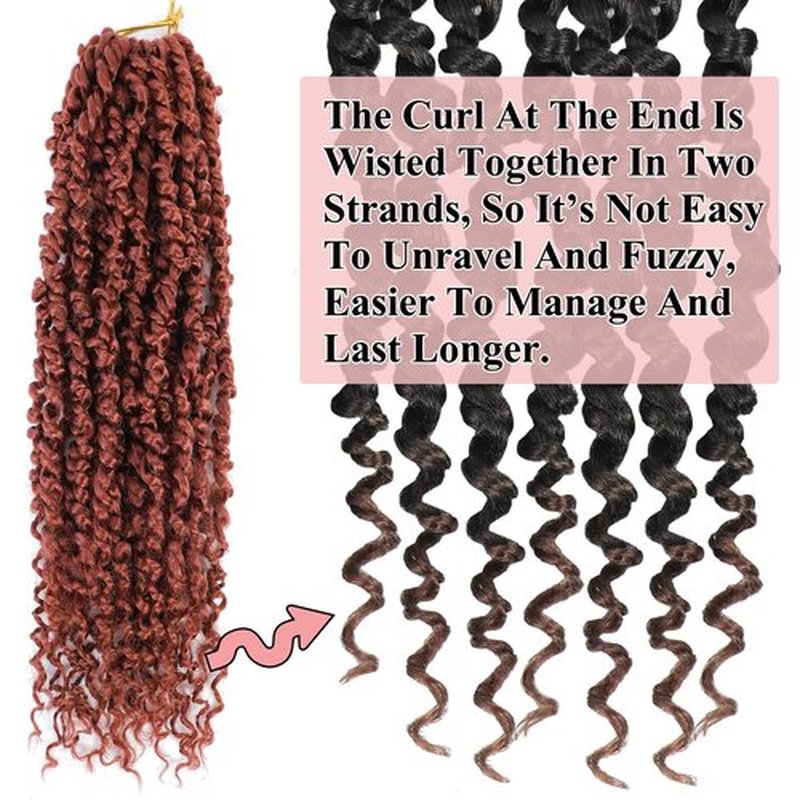 Alrence Passion Twist Crochet Hair 8 Packs Pre twisted Passion Twist Hair For Women Soft Bohe Pre-looped Crochet Braids (14 Inch (Pack of 8), 350#)