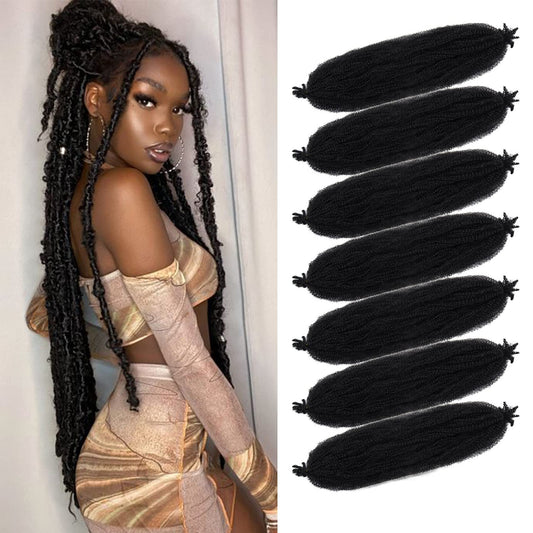 Marley Twist Braiding Hair 24 Inch 7 Packs Cuban Twist Hair Springy Afro Twist Hair Marley Hair for Soft Faux Locs Crochet Hair Pre Separated Spring Twist Hair Kinky Twist Hair for Braiding (1B#)