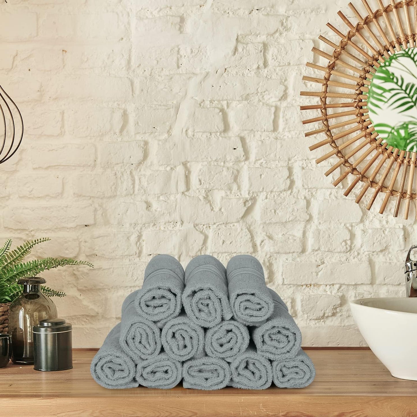 Premium 12-Pack Cotton Wash Cloths - Highly Absorbent & Soft 12x12 for Bathroom, Spa, Gym - Plum