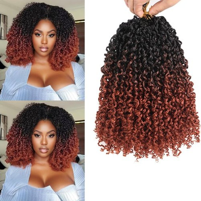 Fovbuty Ombre Ginger Yanky Twists Crochet Hair 8inch 9 Bundles/Lot Yanky Twist Passion Twist Crochet Hair Pre Looped Spring Twist Crochet Hair Kinky Twist Crochet Hair for Women 1B/350# 9pcs