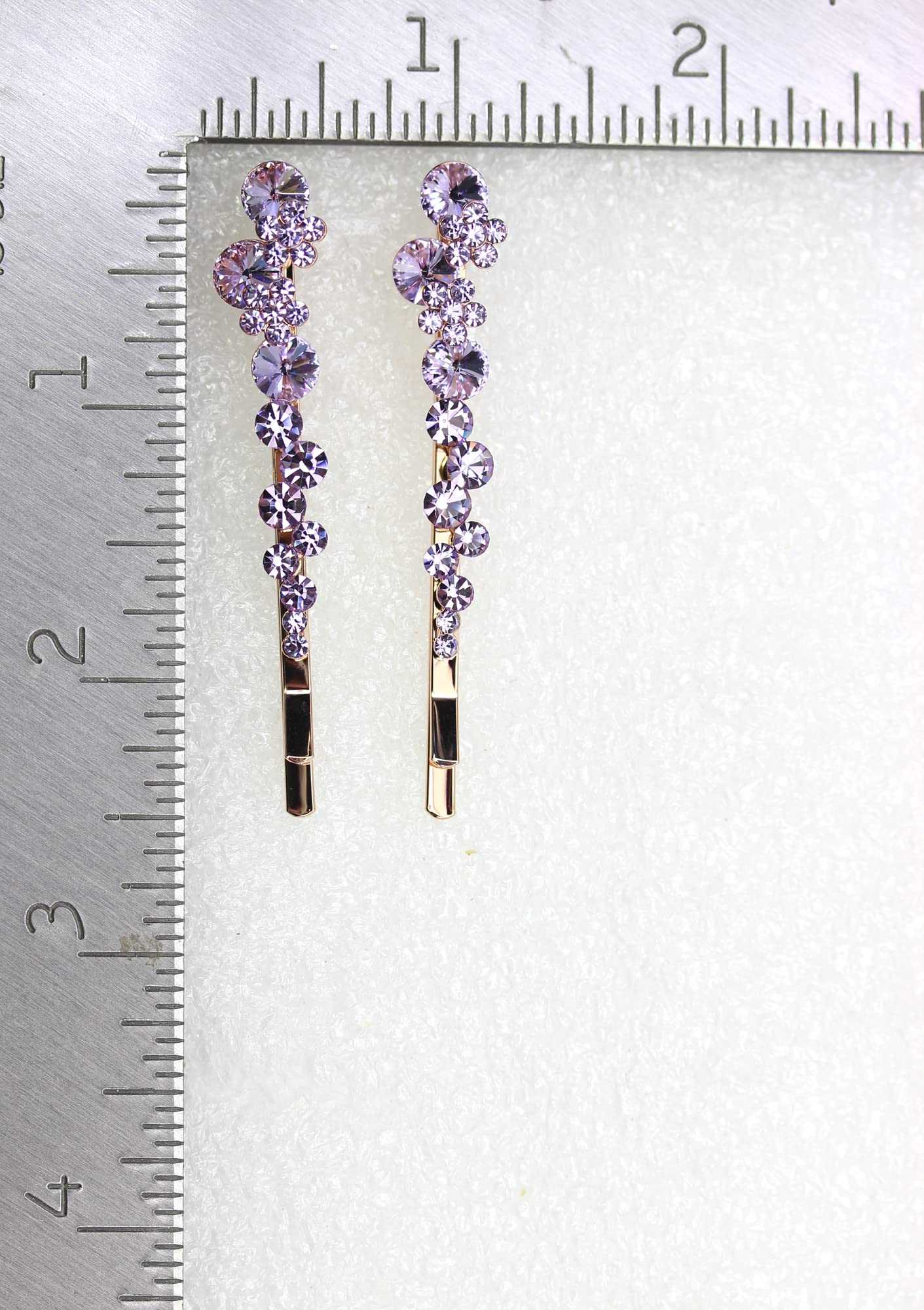 Faship A Pair Of Violet Light Purple Premium Rhinestone Crystal Floral Hair Clips Pins 2 Pcs