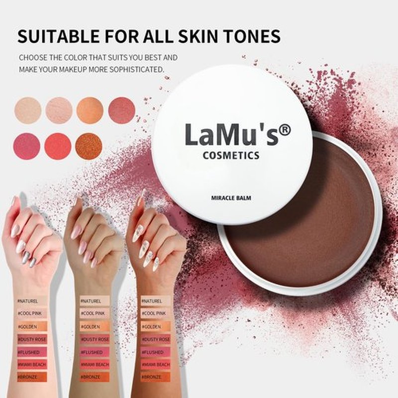 Lamu's Cosmetics Moisturizing Miracle Balm, Multi Glow Balm,Face Balm, Face Blush Cream Blush for Cheeks,Radiant Finish, Hydrating,Natural Glow,Shimmer Balm 50g/ 1.75 Oz (BRONZE)