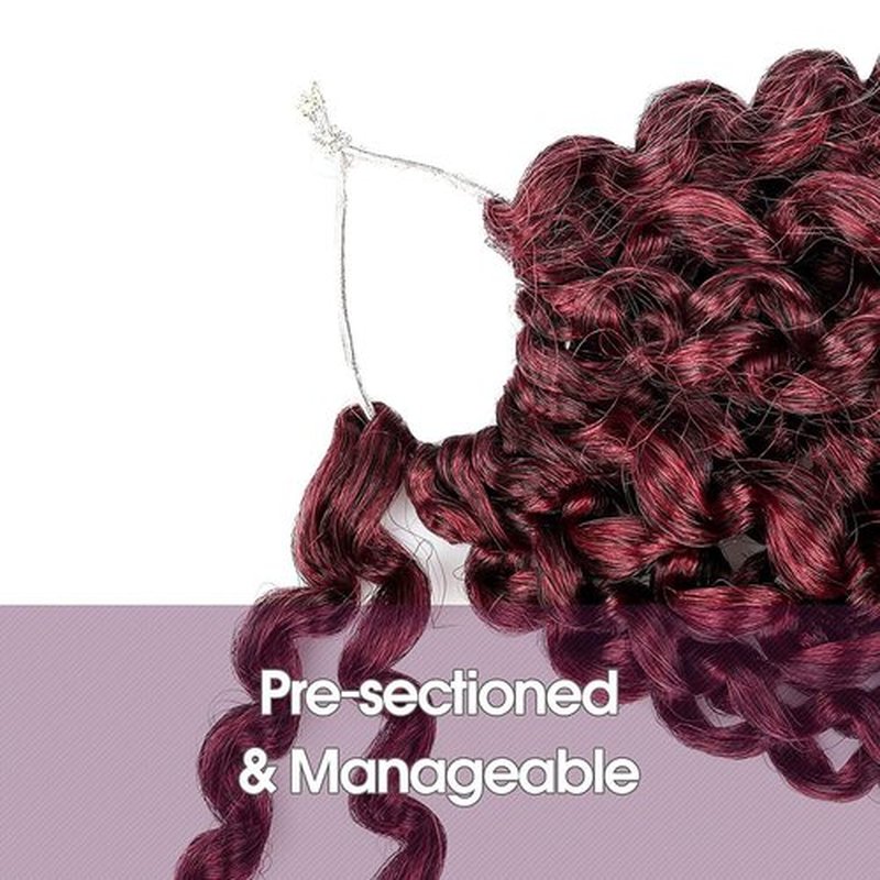 Passion Twist Hair - 18 Inch 7packs Ombre Burgundy Water Wave Crochet Braids Synthetic Braiding Hair Extensions (18 Inch 7Packs, T118)…