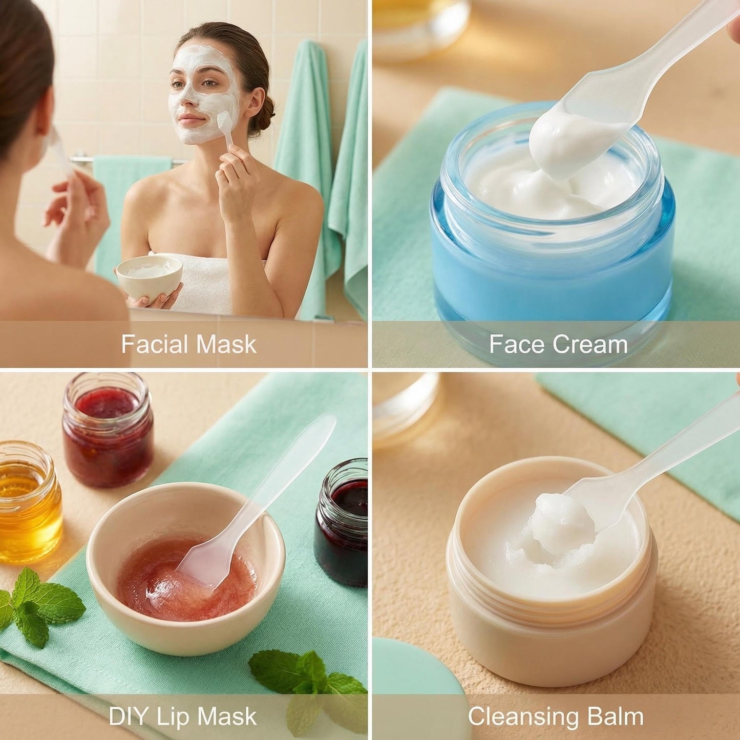 100 PCS Disposable Plastic 3.2" Spatulas Makeup Cosmetic Mask Frosted Tip Spatula Skin Care Facial Cream Spatula for Mixing and Sampling