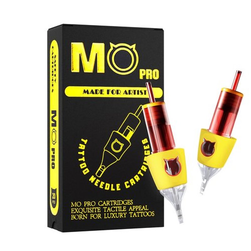 Tattoo Cartridge Needles - 20PCS MO PRO Expert Grade Disposable Tattoo Needles Bugpin #10 Curred Magnum 9, SilSilicone Finger Ledge for Excellent Comfort, Grip and Control