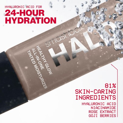 Smashbox Halo Healthy Glow All-In-One Tinted Moisturizer SPF 25 | Light to Medium Coverage| Hyaluronic Acid, Oil free + Anti Humidity, 1.4 Fl Oz, Light Olive