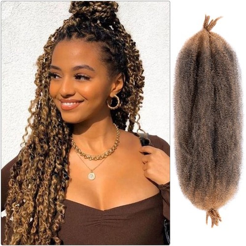 Spring Twist Hair Marley Twist Braiding Hair Crochet Hair 8packs Afro Twist Hair Cuban Twist Hair Marley Twist Hair Kinky Braiding Hair Synthetic Hair Extension For Women (T27#, 24 Inch (Pack of 8))
