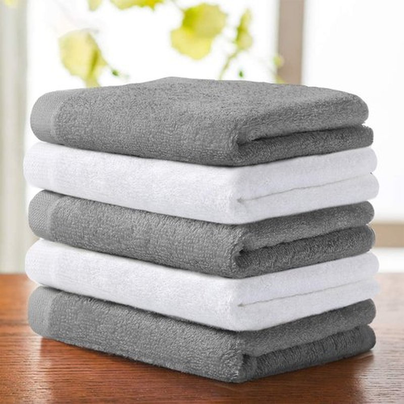 Yoofoss Luxury Washcloths Towel Set 10 Pack Baby Wash Cloth for Bathroom-Hotel-Spa-Kitchen Multi-Purpose Fingertip Towels & Face Cloths - White+Grey