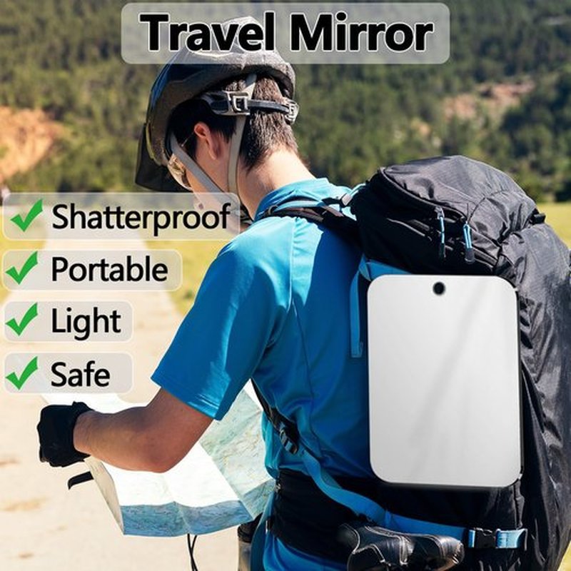 2 Pack Shower Mirror Fogless for Shaving, Larger 10.7x8 inch Plexiglass Hand Mirror for Shower, Plastic Small Wall Mirror for Travel, Unbreakable Shower Little Mirror, Camping Mirror, Hanging, Espejos