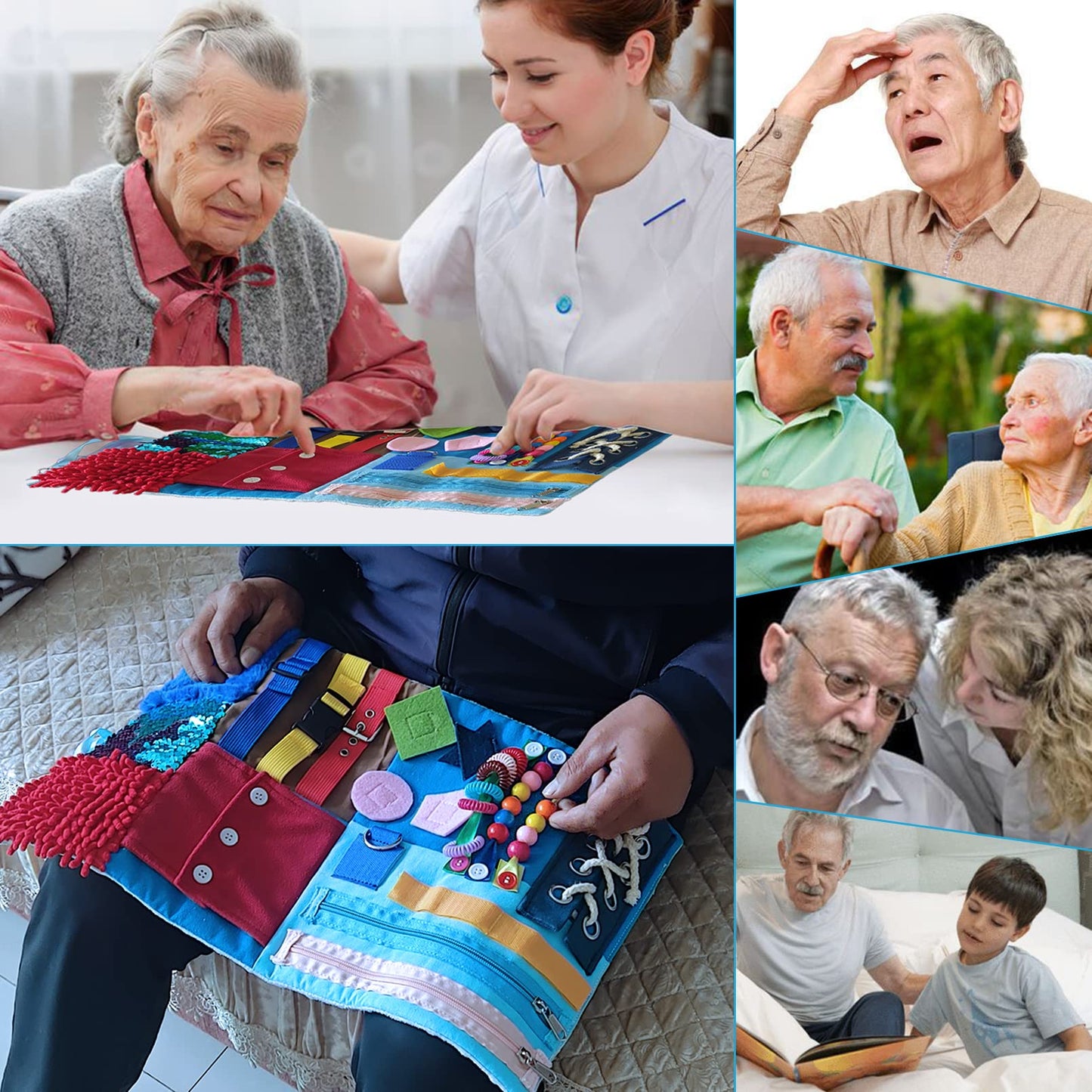 Fidget Blanket for Adults with Dementia, Alzheimer's Sensory Mat for Elderly