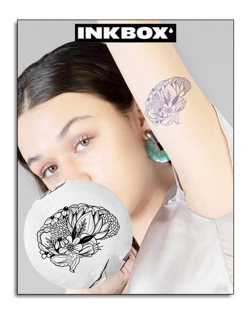 Inkbox Temporary Tattoos, Semi-Permanent Tattoo, One Premium Easy Long Lasting, Water-Resistant Temp Tattoo with For Now Ink - Lasts 1-2 Weeks, Flower Tattoo, 3 x 3 in, Beautiful Brain