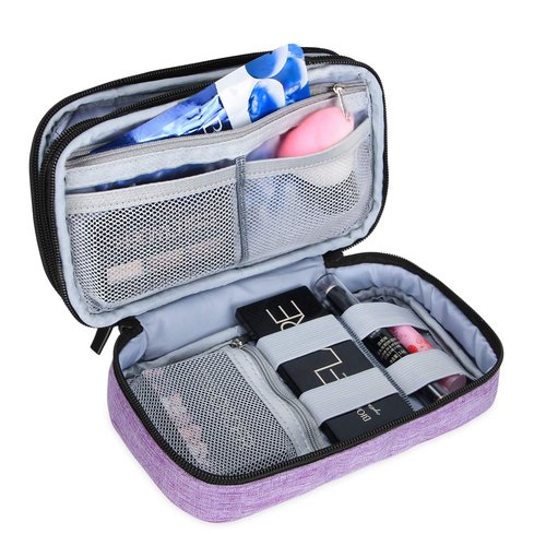 Teamoy Travel Makeup Brush Bag(up to 8.5"), Professional Cosmetic Artist Organizer Case with Handle Strap for Makeup Brushes and Beauty Supplies-Small, Purple (No Accessories Included)