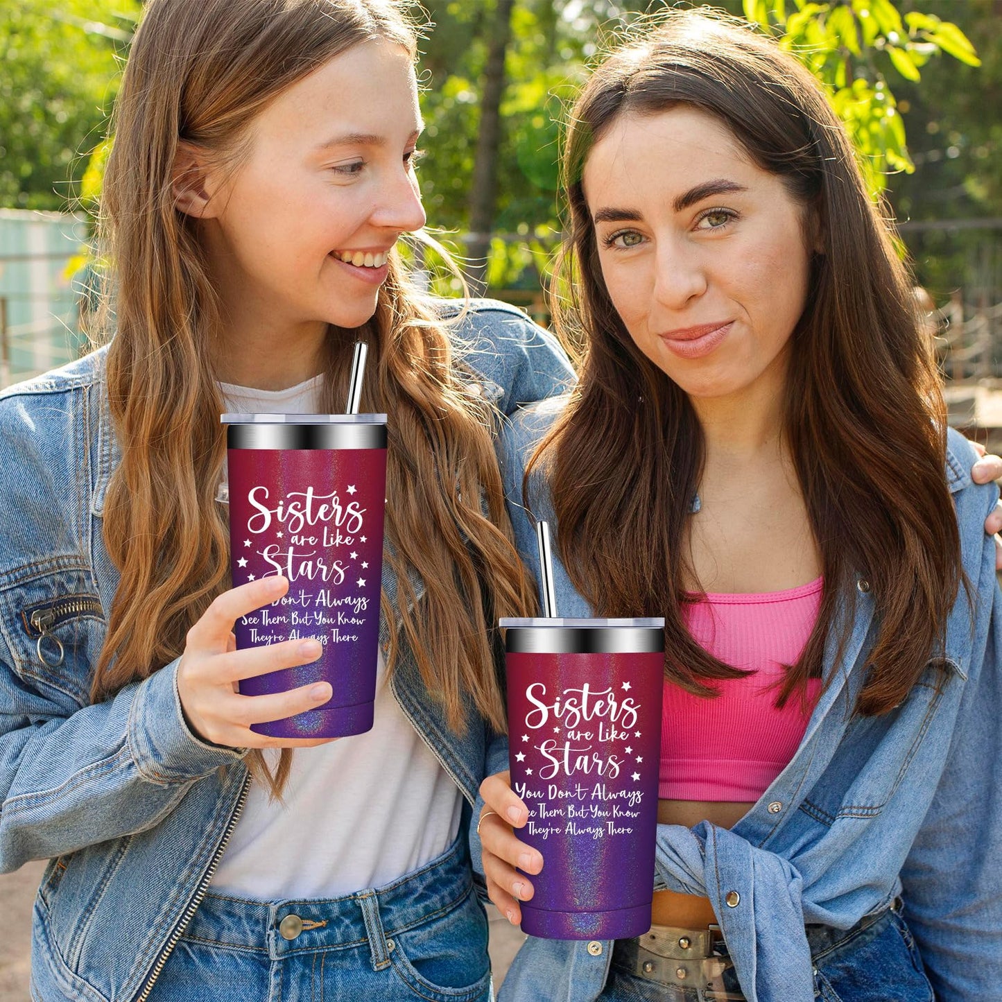 Fufandi Sister Gifts from Sisters - Mothers Day Gifts for sister - Sisters ChristmasBirthday Gift Ideas, Mothers Day Gift - Tumbler Cup