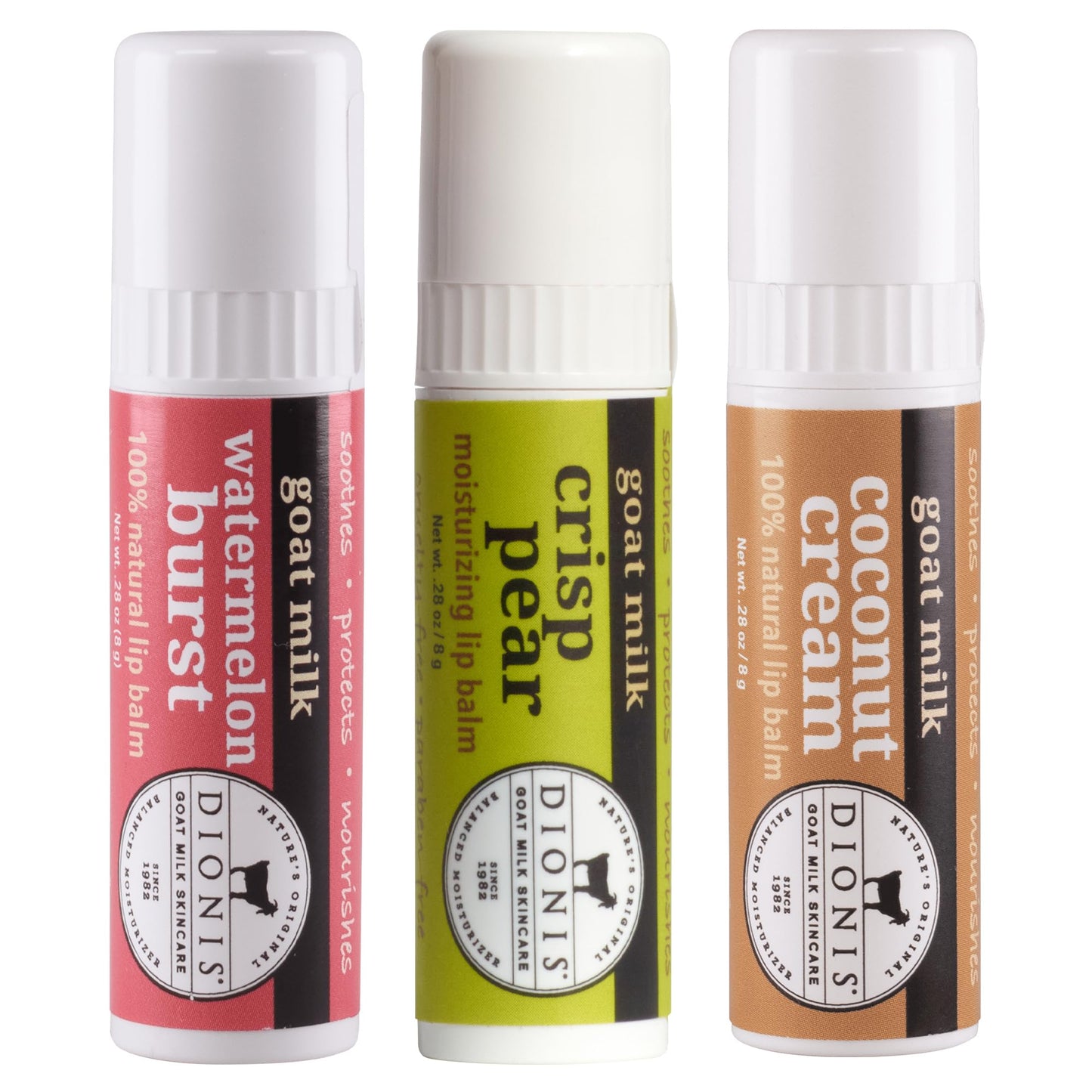 Dionis Goat Milk Jumbo Lip Balm - Moisturizing for Dry, Chapped, Lips, Conditioning with Beeswax, Shea Butter, Coconut Oil - Fruity & Delicious 0.28oz (Pack of 3)