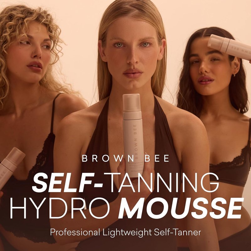 Brown Bee Self Tanning Mousse Refill - Fast-Drying Organic DHA Tanning Foam, 200ml | Almond Scent