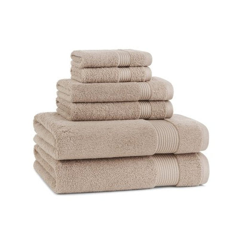 Arkwright Bath Towels Set of 6 - Super Soft 100% Cotton, 600 GSM Quick Dry & Absorbent, Luxury Bathroom Essentials with 2 Shower Towels, 2 Hand Towels and 2 Washcloths, Latte Beige