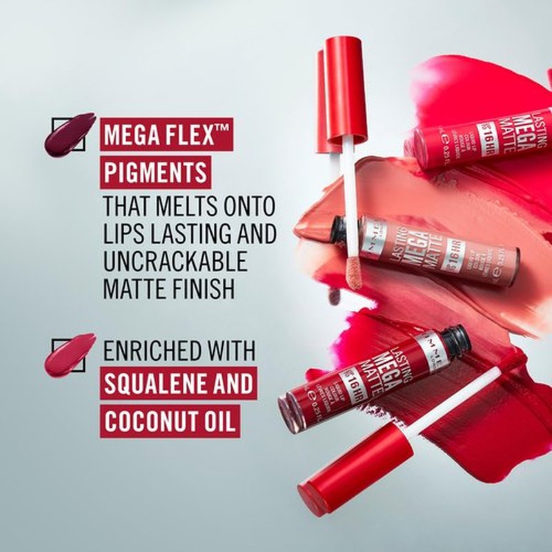 Rimmel London Lasting Mega Matte Liquid Lipstick, Long-Lasting, Hydrating, Vegan Formula - 910 - Fuchsia Flush, 0.25oz