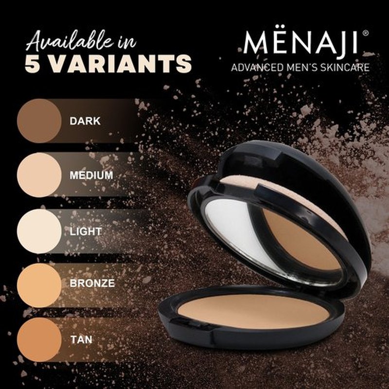 MËNAJI Anti-Shine Powder (HDPV) - Anti-Shine Face Make-Up for Men - Undetectable Full Coverage - Natural Looking Makeup - Mens Makeup - Mens Concealer- Mens Cosmetics - Contains Vitamin C & E - Light