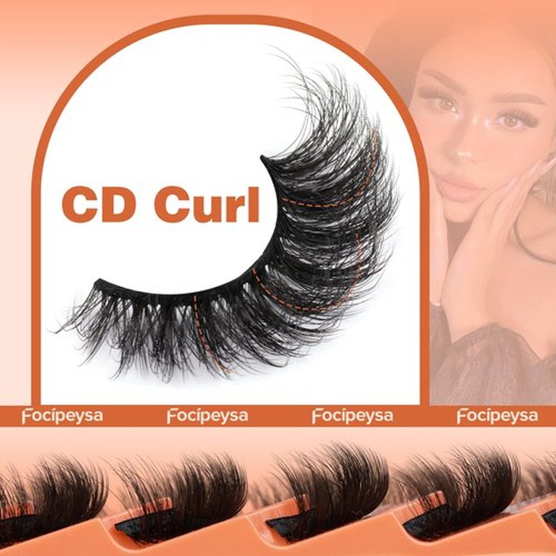 Focipeysa Fluffy Volume False Eyelashes Cat Eye Lashes Thick Fake Eyelashes Dramatic Faux Mink Eyelashes 9D Eyelashes 16mm Eyelashes Pack 7 Pairs Lash Pack