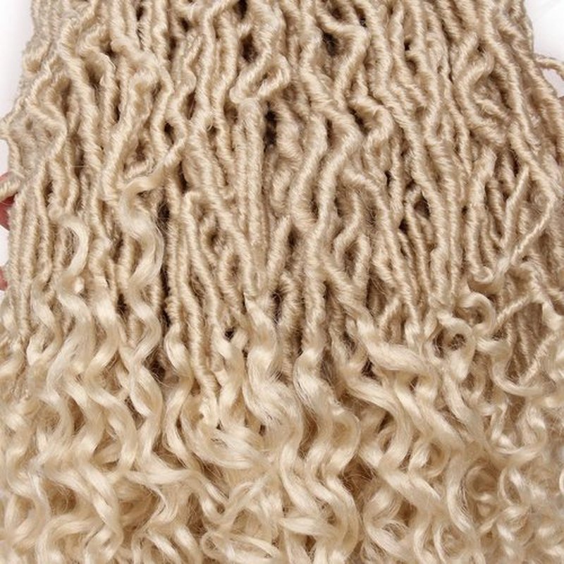 Leeven 24 Inch Blonde New Faux Locs Crochet Hair With Curly Ends for Women 2 Packs Synthetic Goddess Soft Locs Braiding Hair 613 Color Curly Wavy Pre-Looped Goddess Locs Braids Hair