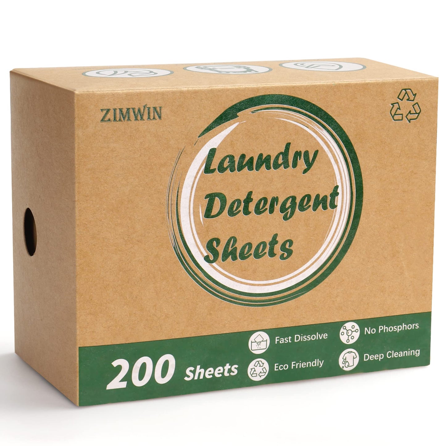 Zimwin Laundry Detergent Sheets, 200 Count, Fragrance Free, Eco-Friendly, Plastic-Free, Hypoallergenic, Liquidless Washing Supplies for Dorm Travel Camping