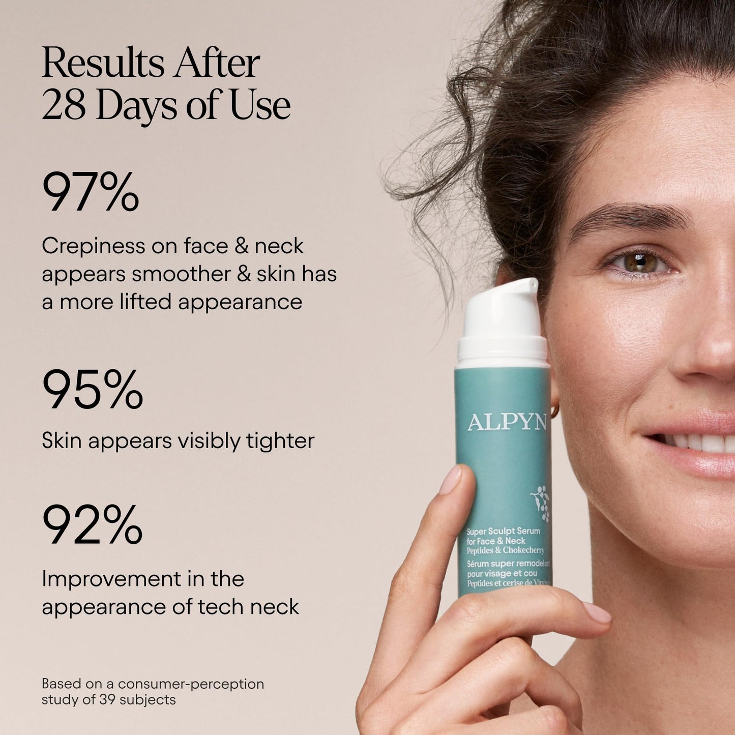 ALPYN Super Sculpt Serum Peptide Firming & Lifting Serum For Face, Neck & Décolleté with Tri-Peptide Firming Complex, 1.7 oz