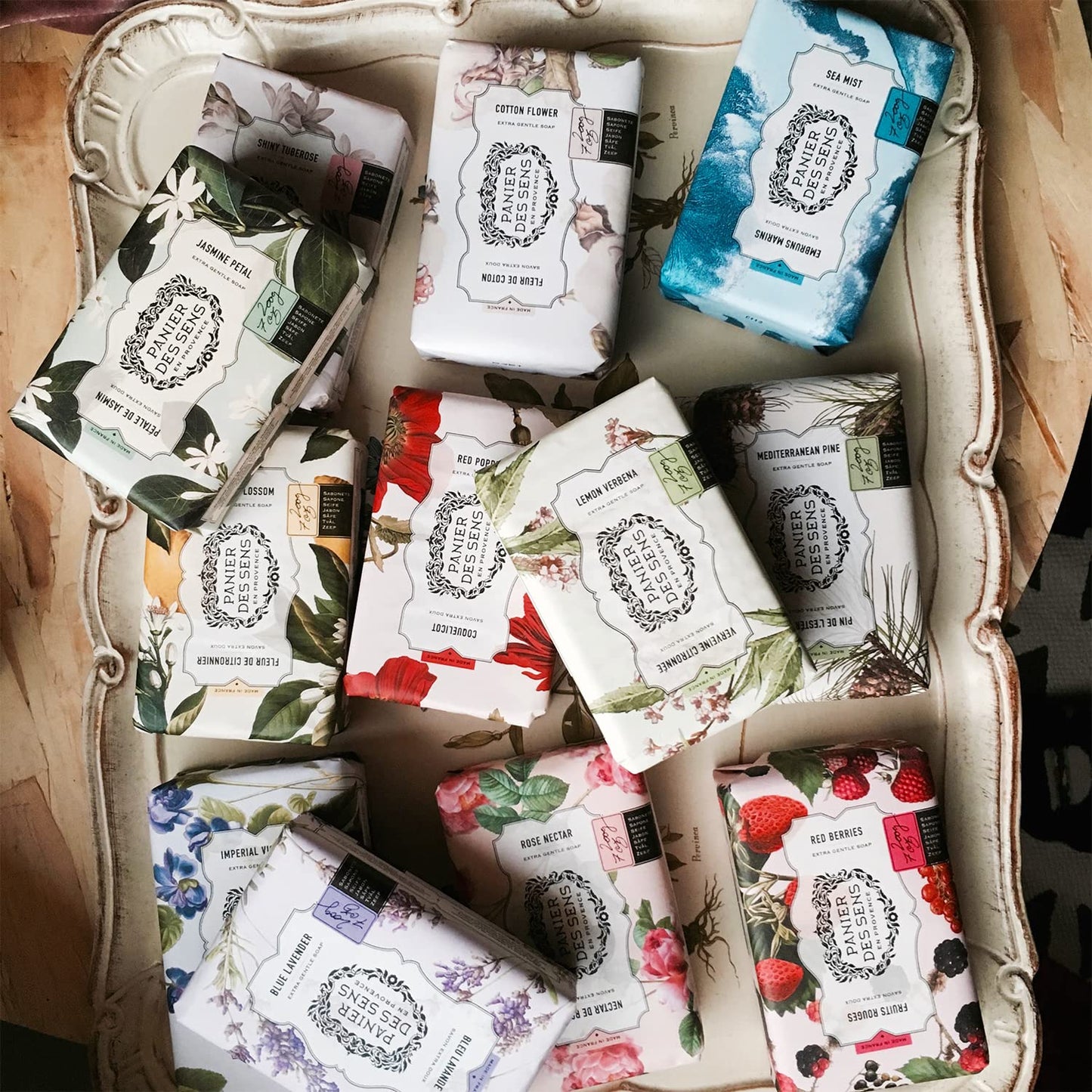 Panier des Sens Shea butter bar soap - 95% natural & Made in France - 2 bars, 7oz/200g each (Wild Fig)