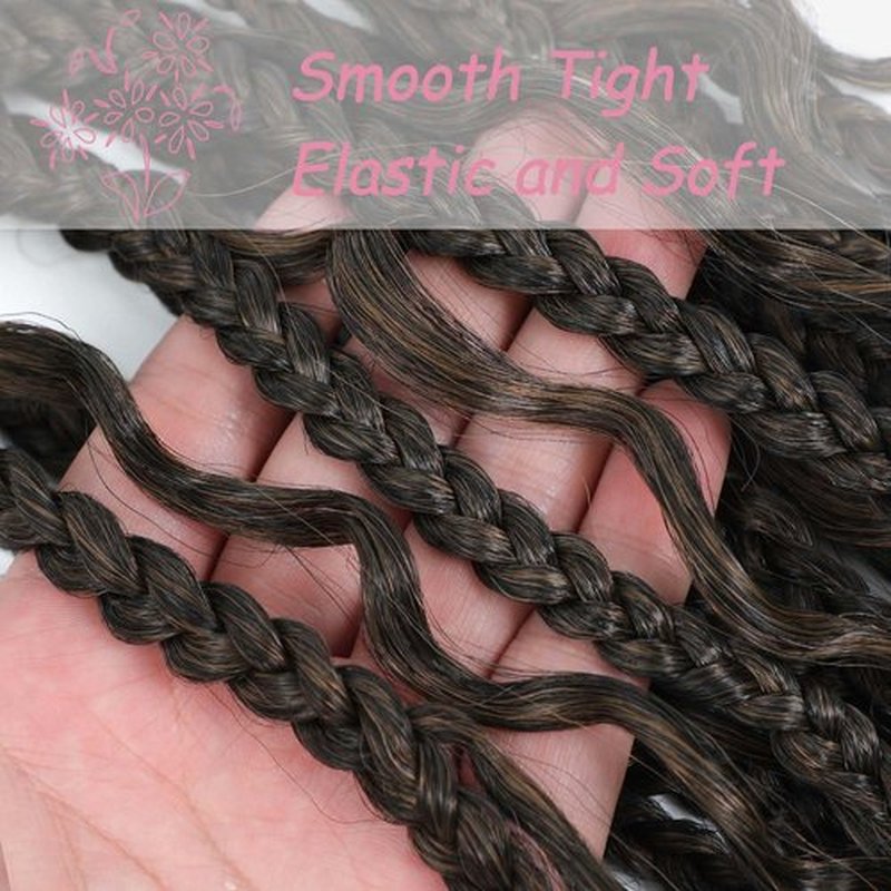 Goddess Box Braids Crochet Hair 24Inch 8PacksPre Looped Boho Box Braids Braiding Hair Curly Ends Bohomian Crochet Box Braids (T/30#, 24 inch)