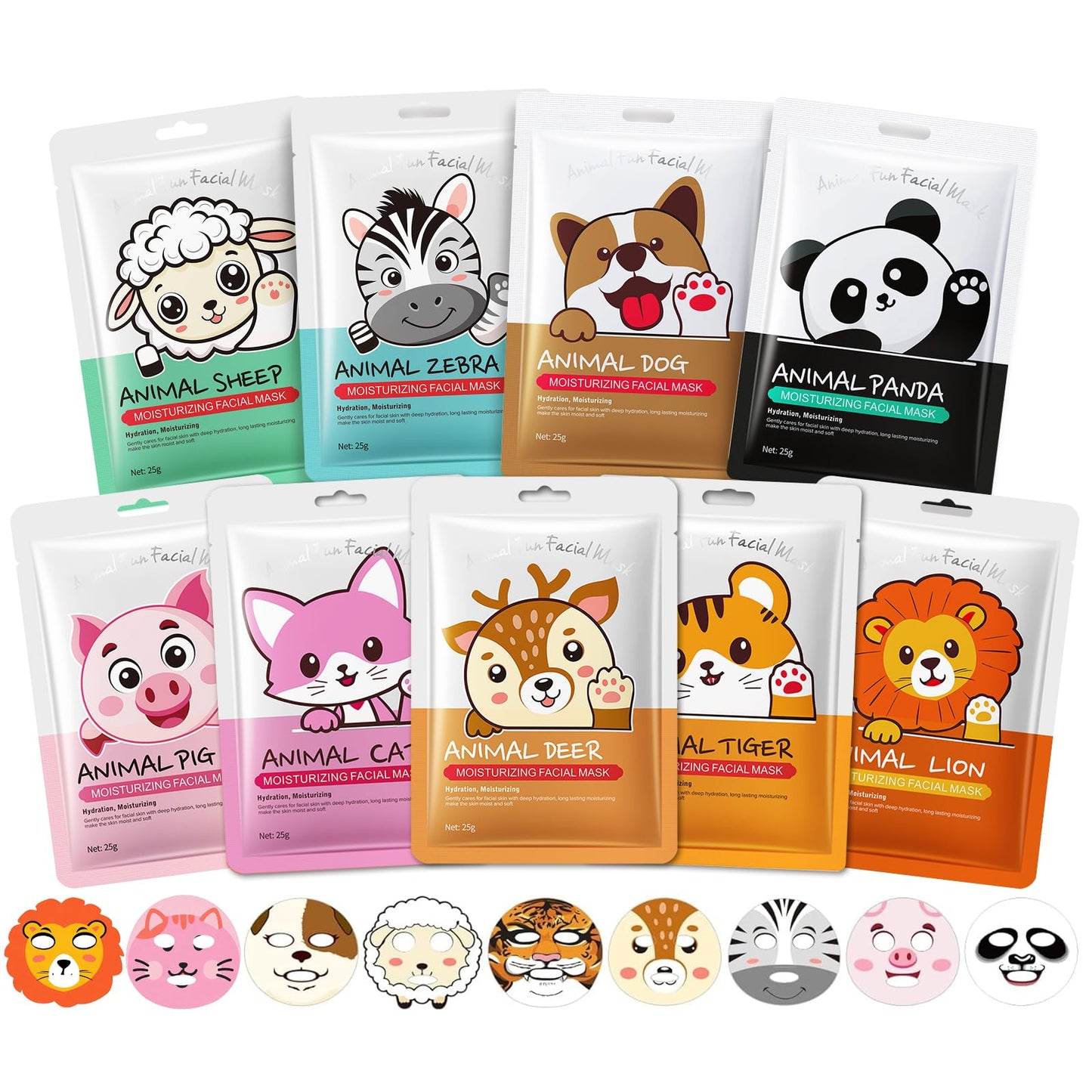Beenefits 9 Packs Animal Character Facial Masks, Deep Hyrating Spa Masks for All Skin Types, Gift for Kids' Birthady Party, Enjoy Skincare Life, Girl's Night