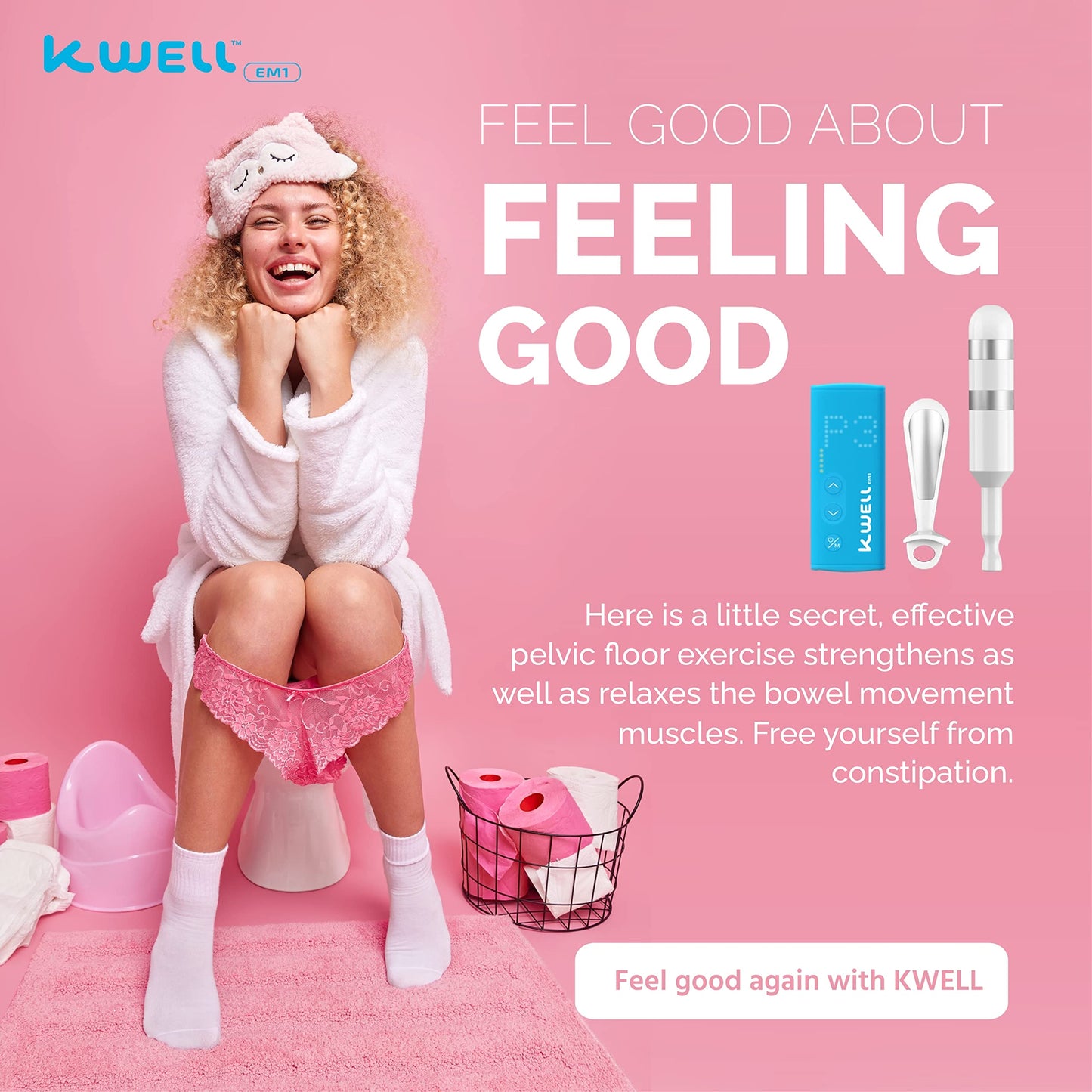 KWELL Smart Auto Kegel Exercise Urinary Incontinence Treatment Device for Women Electrical Muscle Strengthener Stress Urge Urinary Incontinence, Bladder Control, FDA 510K Cleared