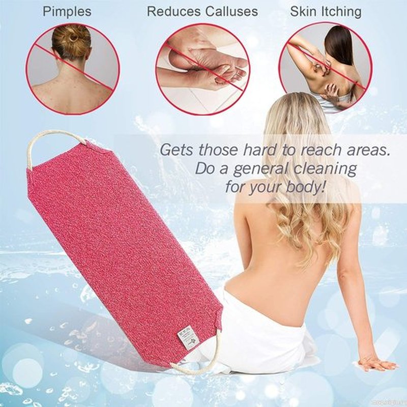 Evridwear Exfoliating Back Scrubber with Handles Two Sides for Body Shower Deep Cleans Skin Massages Invigorating Blood Circulation Men Women One Size (2 Pack Pink)