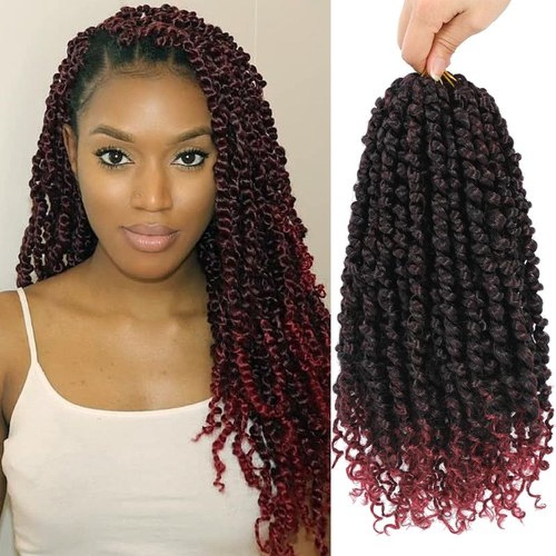 Alrence Passion Twist Crochet Hair 8 Packs Pre twisted Passion Twist Hair For Women Soft Bohe Pre-looped Crochet Braids (14 Inch (Pack of 8), 1B/BG)