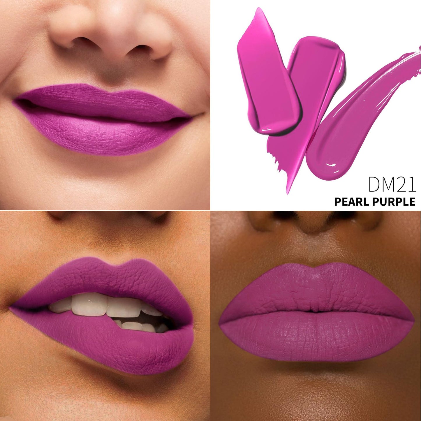 DE'MUMU Purple Pink Lipstick Matte for Women, Super Stay Long Lasting Lipstick Smudge Proof No Transfer Liquid Lipsticks, Cruelty Free Lip Makeup (DM21 Pearl purple)