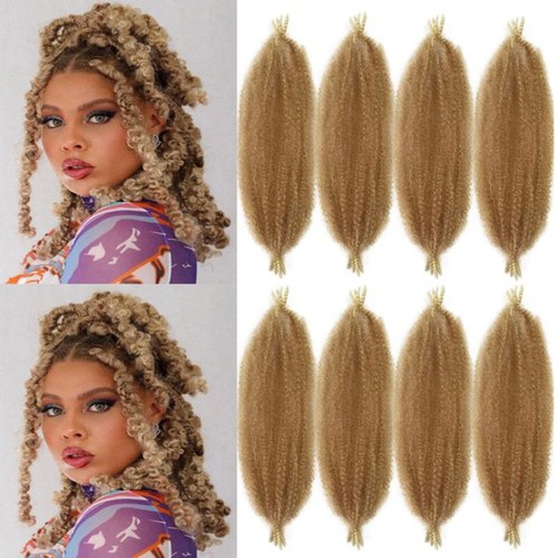 Marley Hair 16 Inch Springy Afro Twist Hair 8 Packs Marley Twist Braiding Hair, Wrapping Hair for Soft Locs Synthetic Crochet Braids Hair Extension for Black Women(16Inch, 27/613)