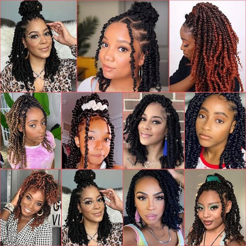 Leeven 8 Packs Ombre Brown Pre-twisted Passion Twist Crochet Hair With Curly Ends 12 Inch 1B3027# Pre looped Passion Twists Crochet Braids for Black Women Goddess Twist Braiding Hair Extensions