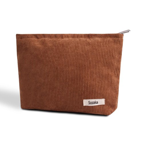 Cosmetic Bags for Women - Corduroy Cosmetic Bag Aesthetic Women Handbags Purses Smile Dots Makeup Organizer Storage Makeup Bag Girls Case Bags (Pure Brown)