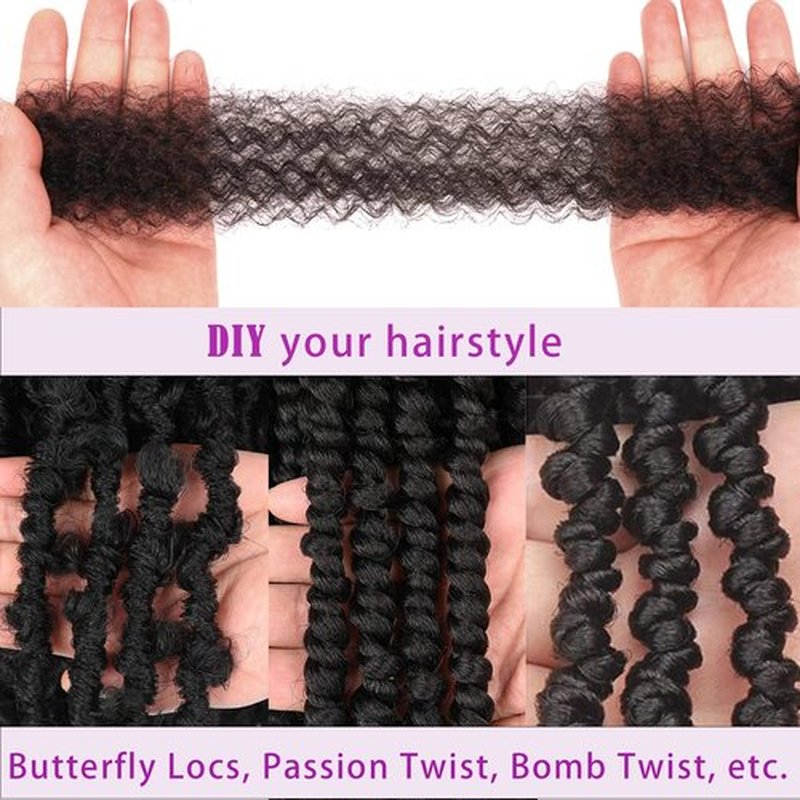 8 Packs Springy Afro Twist Hair 16 Inch Pre-Separated Spring Twist Hair for Soft Butterfly Locs Crochet Hair Dark Brown Marley Twist Braiding Extensions for Black Women(16 Inch, 4#)