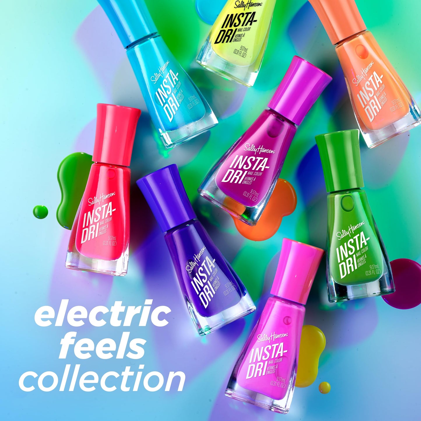 Sally Hansen Insta-Dri Electric Feels Nail Polish | Quick Dry, Long Lasting, Streak-Free Shine | Opaque, Shiny | 358 Infa-redibly Hot| Neon Red Nail Color