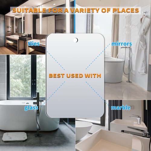 Shaving Mirror, Unbreakable Shower Mirrors, (Medium,2pack(6 inches x8 inches ) Bathroom Handheld Mirror for Men and Women Portable Camping Travel Mirrors,Frameless Handheld for Makeup, Silver