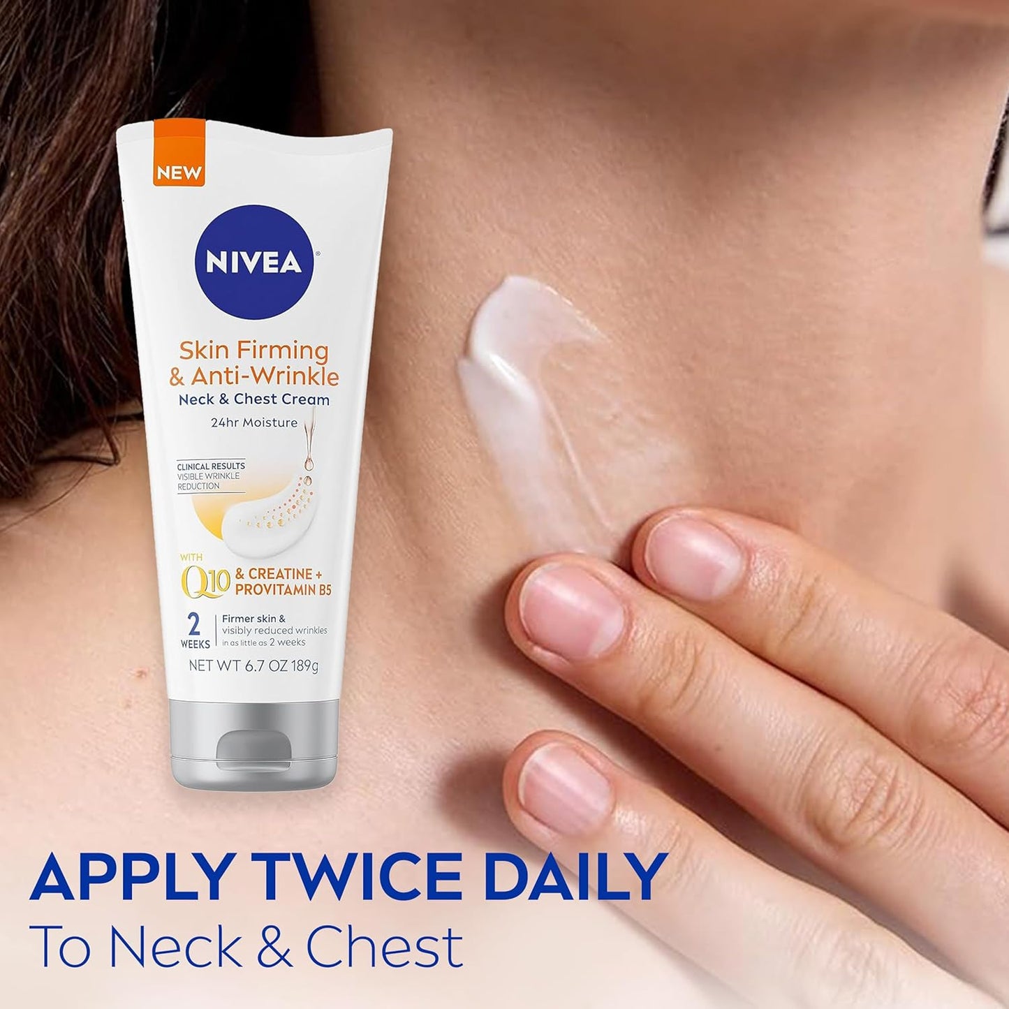 Nivea Anti-Wrinkle Skin Care Set - Firming Neck & Chest Cream + Q10 Body Gel, 6.7 Oz Each