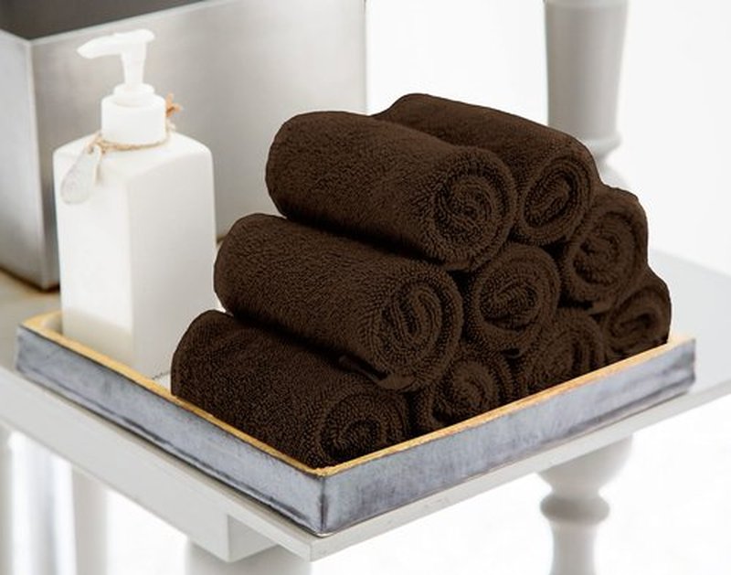 Utopia Towels Cotton Washcloths Set - 100% Ring Spun Cotton, Premium Quality Flannel Face Cloths, Highly Absorbent and Soft Feel Fingertip Towels (24 Pack, Brown)