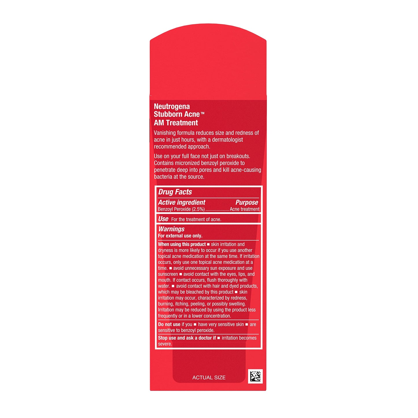 Neutrogena Stubborn Acne AM Face Treatment with 2.5% Micronized Benzoyl Peroxide Acne Medication, Oil-Free Daily Facial Treatment Reduces Size & Redness of Breakouts, Paraben-Free, 2.0 oz (Pack of 12)