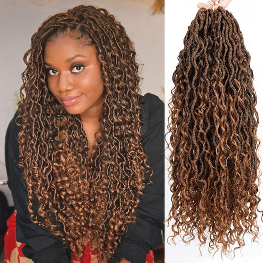 Faux Locs Crochet Hair 22 Inch, 7 Packs Goddess Fauxs Locs Crochet Hair For Black Women, Pre Looped Crochet Braids（22 Inch, 7 Packs, T1B30）