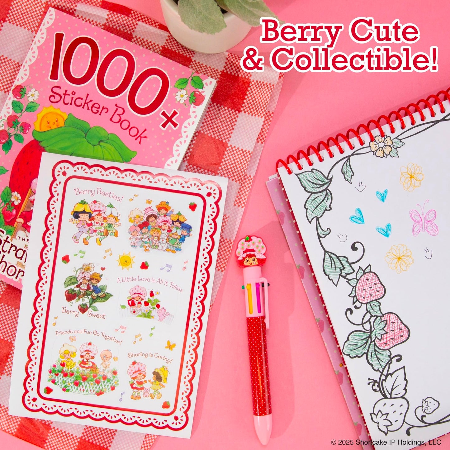 Strawberry Shortcake™ Multi-Click Pen, 6-Color Retractable Ballpoint with Strawberry Shortcake Topper – Cute Stationery Gift for Kids Ages 6 and Up